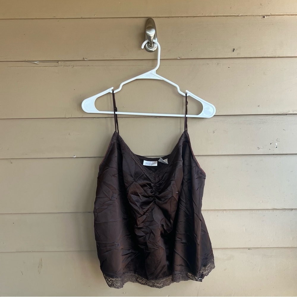 Worthington Camisole Brown Women's Size 1X Y2K Neutral Lace